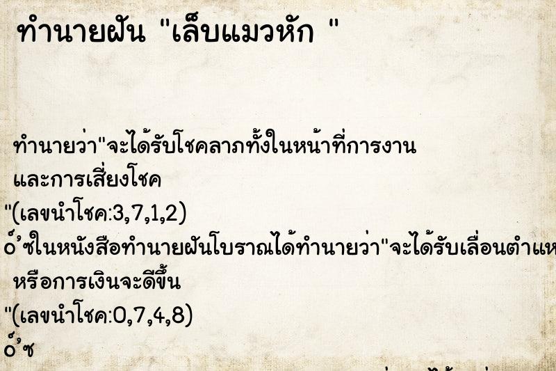 ทำนายฝัน เล็บแมวหัก 